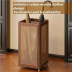 Wooden Umbrella Stand, Decorative Umbrella Basket, Umbrella Holder for Entryway, Vintage Minimalist Rectangular Hollow Umbrella Storage