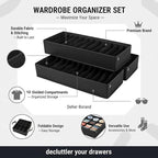 Drawer Organizer Clothes -3 Pcs T shirt organizer Multipurpose Dresser Drawer Organizer for Adults & Kids, Closet Foldable 12 Cells per Organizer - Closet Organizers & Storage, Shirt Folder - Black