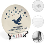 250th Anniversary Decorative Plates 10 Inch Patriotic Decorations Minimal Eagle Commemorative Plates with Stand Memorial Day 4th of July Veterans Day Home & Office