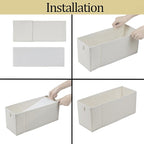 Narrow Fabric Storage Bins, 4 Pack Foldable Storage Baskets for Shelves, Decorative Linen Closet Organizers and Storage, Storage Box Container for Organizing Clothes Toy Pantry Wardrobe Closet