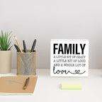 Funny Wood Sign, Family A Little Bit Of Crazy A Little Bit Of Loud And... Housewarming Gift, Box Sign Decor Tabletop, Living Room Decor, Hallway Decoration, 5.1x5.1inches