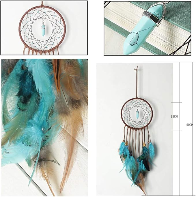 DIY Dream Catcher Making Kit, Macrame Dream Catcher Craft Supplies for Kids Bedroom Wall Decor Nursery Baby Room Hanging Wedding Ornaments Party Handmade Gift (Turquoise)