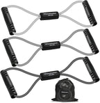 RENRANRING Figure 8 Fitness Resistance Bands with Handles - Exercise Tube Band Set of 3 for Arm and Shoulder Stretch, Rope 8 Word Elastic for Women and Men