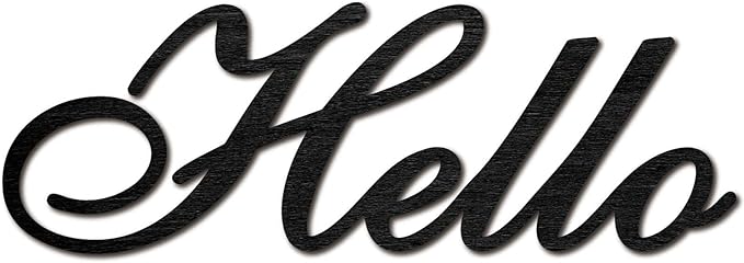 CREATCABIN Hello Word Cutout Sign Laser Cut Wood Letter Sign Black Wall Decor Unfinished Wooden Signs Wall Art Basswood Hanging Sculpture Decor for Craft DIY Home Farmhouse Front Porch Door 11.9x4Inch