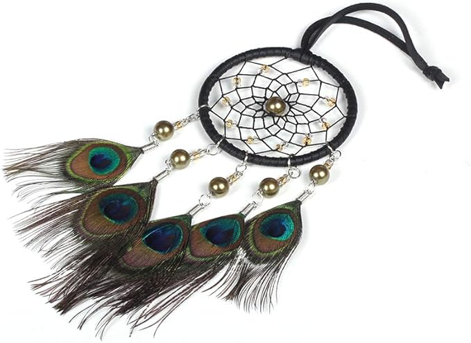 Car Dream Catcher, Handmade Dream Catchers Peacock Feather Dreamcatcher for Wall Hanging Home Decorations Car Charms