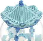Pixel-Design Carousel Snow Globe Music Box, Compact Decorative Gift for Collectors and Creative Spaces, Light Blue Edition, Plays Toyland Melody
