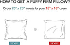 Oubonun 20 x 20 Throw Pillow Inserts (Set of 2) with 100% Cotton Cover - 20 Inch Square Interior Decorative Sofa Pillow Insert Pair - White Couch Pillow