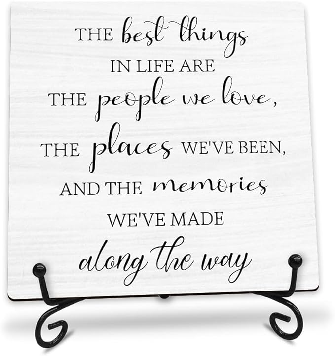 5” Inspirational Wooden Plaque Sign With Metal Support - The Best Things In Life Are The People We Love - Motivational Rustic Wood Sign Decor For Home Bedroom Office Decorations & Gifts - A14