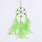 Pretty Jolly Small Evil Eye Dream Catchers Wall Decor Wood Beads Handmade Green Feathers Mini Dreamcatchers Home Decoration Ornament for Car Bedroom Birthday Party