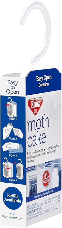 Enoz Moth Cake - 3 Pack (1) Kills Clothes Moths, Carpet Beetles, and Eggs and Larvae