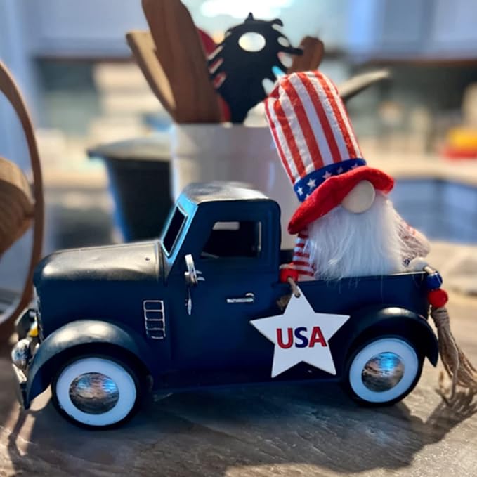 Farmhouse Blue Truck Tabletop Decor, Vintage Car Trucks Decorations for Indoor and Outdoor, Farm Pick-up Shelf Decors, Decorative Desktop Storage