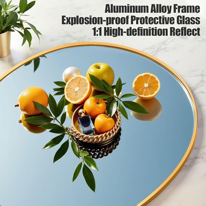 Prywot Arched Floor Mirror, 57 "x 20" Full Length Mirror Wall Mirrors Hanging or Leaning Arched-Top Full Body Mirrors with Stand for Bedroom, Dressing Room, Gold