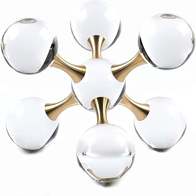 6.7 inch Transparent Golden Crystal Ball, Living Room Decor, Gold Modern Western House Decor Aesthetic, Home Decor Living Room, Office, Book Shelf, Bedroom, Desk, Fireplace, Coffee Table and More