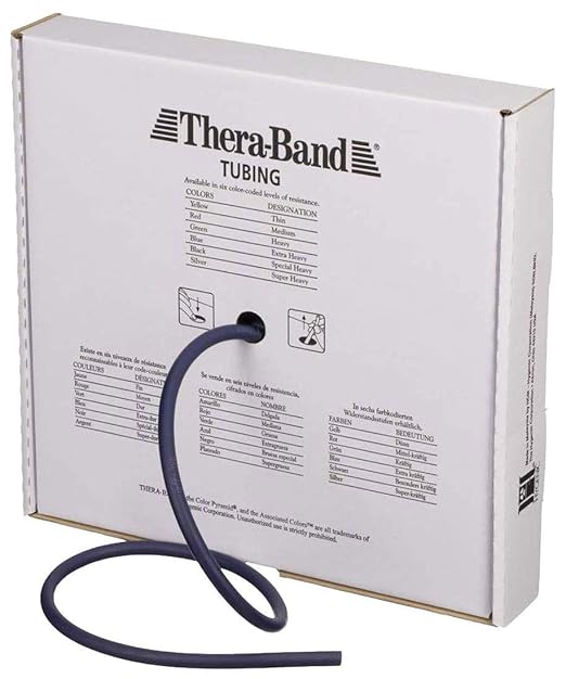 THERABAND Latex Resistance Tubing, Blue, Extra Heavy, Level 4, 25 ft Roll, Professional Grade for Upper and Lower Body Workouts, Cut-to-Length, Color-Coded Resistance Levels