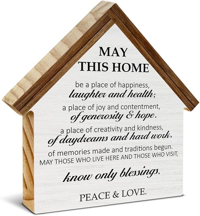 Housewarming Gifts New Home Decor, May This Home Be a Place of Happiness House Shaped Wood Sign, New House Apartment Gifts for Friends Neighbors