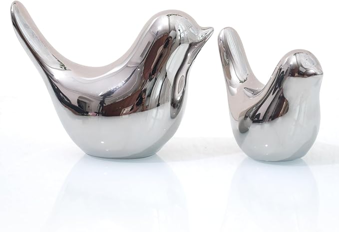 Notakia Silver Birds Statues Home Decor Modern Style Decorative Ornaments for Silver Table Decor Living Room, Bedroom, Office Desktop