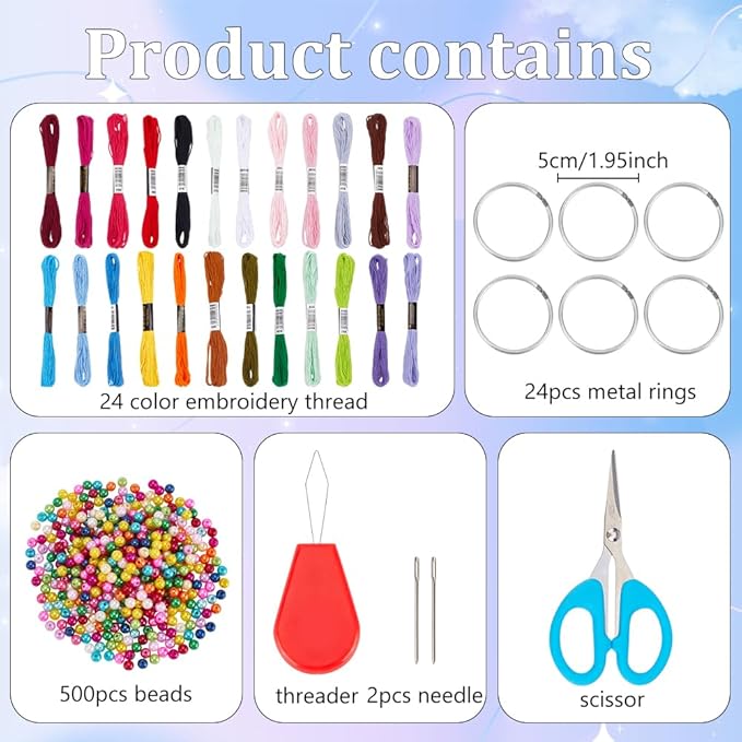 INFUNLY 24pcs DIY Small Dream Catcher Kits for Beginners Multicolored Dream Catcher Kit with Instruction Handmade Mini Dreamcatcher Making Kit for Bag Pendant Car Mirror Charm Bedroom Decor Craft Gift