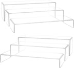 Aminigram Large Acrylic Display Risers, 2 Set - 6 Pack (12”L~11.6”L~11.2”L) Collectibles Display Shelf, Acrylic Risers Display Stands for Show Figures, Cupcake, Perfume, Jewelry, Toys