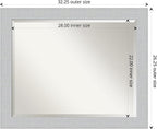 Amanti Art White Wall Mirror 26x32 Shiplap White Rectangle Bathroom Mirror for Wall Decor Living Room, Large Cottage Wood Frame, Hangs Horizonally and Vertically, Bathroom Decor, Beveled Edge