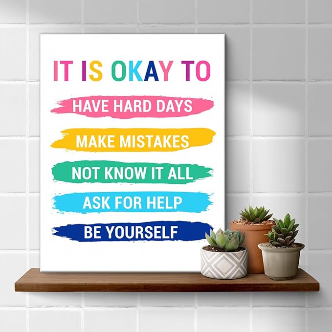 Inspirational Wall Decor Posters for Teens Room, Motivational Quotes Wall Art for Bedroom Bathroom Classroom Home Office Decorations, Encouragement Gift for Woman (8 X 10 Inches, Framed)