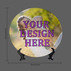 Personalization Decorative Plate Holder, 6inch, Custom Photo Text Round Display Plate, Hanging Decorative Plate with Display Stand, Ceramic Craft for Wall Hanging Decorative