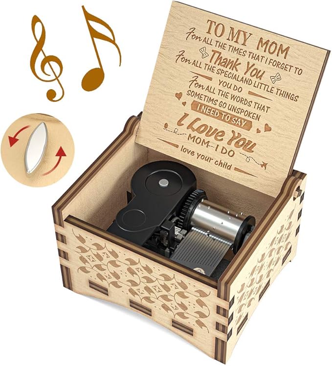Ucuber You are My Sunshine Music Box for Mom from Daughters, You are My Sunshine Cute Box with Wind Up, Wood Personalized Engraved Best Unique Gift for Birthday, Christmas Day