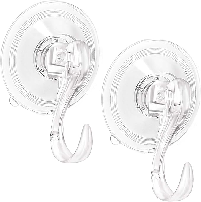 2PCS Wreath Hanger, Suction Cup Hooks with Key Lock, Heavy Duty Vacuum Wall Window Shower Suction Cup Hook and Wreath Hanger for Front Door, Wreath Holders, Plastic Hook Cup Holds up to 22 Lbs