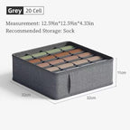 3 Pack Closet Underwear Organizer Storage Box, Drawer Fabric Foldable Cabinet Closet Storage Boxes for Storing Socks, Underwear, Ties, Belts (Dark Grey)