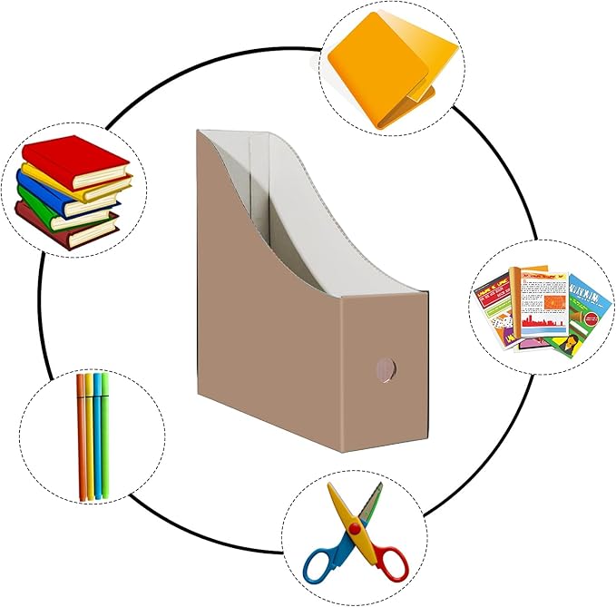 Limitliho 6 Pack Cardboard Magazine Holder for Desk, Book Bins for Classroom Library,Office,Home, 10.6" H x 10.2" L x 3.5" W in Magazine File Holder (Elegant color)
