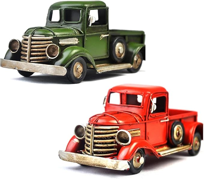 Vintage Truck Tabletop Ornaments Metal Truck Planter Farmhouse Christmas Holiday Decorations Metal Truck Planter