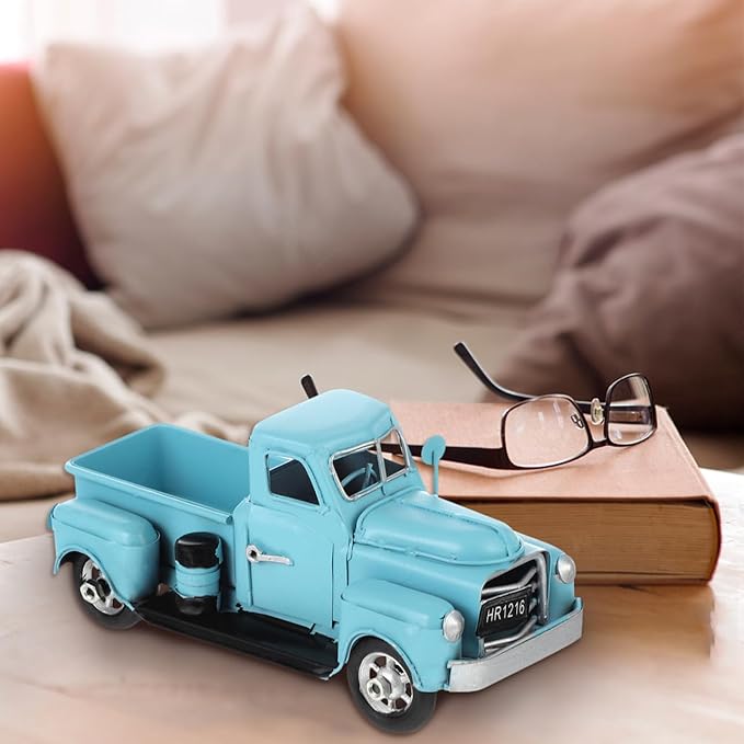 Cabilock Antique Car Model Toy Vintage Iron Pickup Truck Decoration for Home Office Desktop Accent Collectible Vehicle 6.49X2.95X2.75In