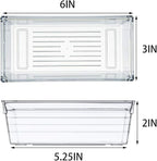 Backerysupply Clear Plastic Drawer Organizer Tray for Vanity Cabinet (6"×3"×2" Set of 8) Storage Tray for Makeup, Kitchen Jewelries and Gadgets