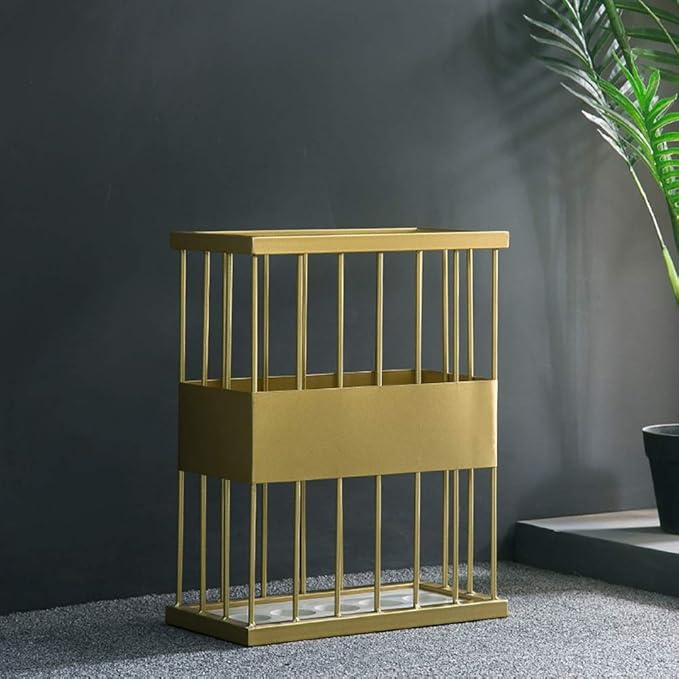 Gold Umbrella Holder for Entryway, Metal Rack Organizer - Can Hold 5 Umbrellas