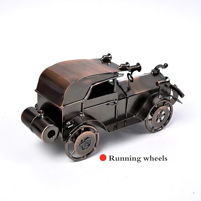 Metal Antique Vintage Car Model Handcrafted Collections Collectible Vehicle for Bar or Home Decor Decoration Great Birthday Gift Bronze Classic Car Model, Large