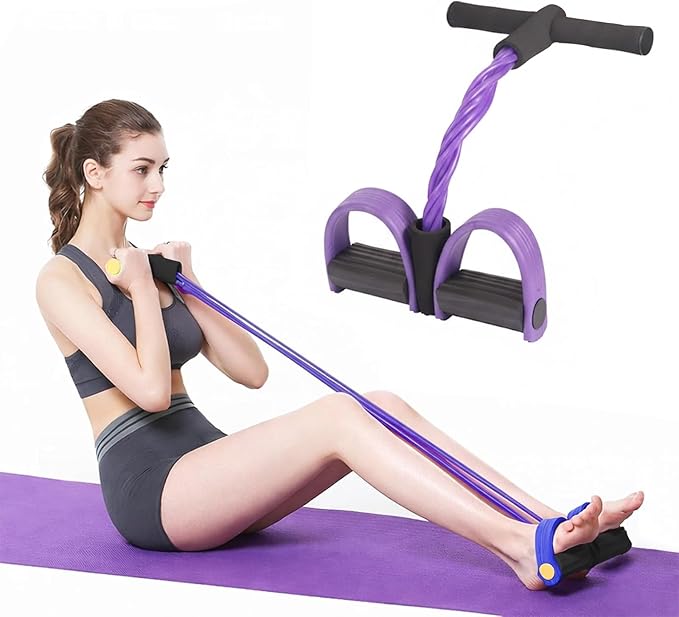 Kammoy 6-Tubes Tension Rope, Multifunction Elastic Yoga Pedal Puller Resistance Band, Natural Latex Tension Rope Fitness Equipment, for Abdomen, Waist, Arm, Leg Stretching Slimming Training
