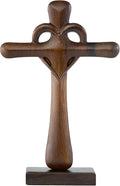 DAICAT - Hand-carved Wooden Cross Wall Decor, 10 Inch Tall Larger Cross for Home Decor, Cross Decor for Wall, Hand made Wood Crosses Wall and Table, Wedding Gifts for Couple (No 5)