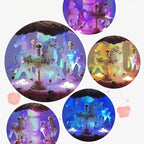 Briskfeel Classical Carousel Horse Music Box, Plays You are my Sunshine, LED lights Twinkling Resin Carved Collectible Mechanical Musical Box with 18-Note (3# Pink Carousel)