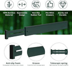 ANTOWIN Expandable Bamboo Drawer Dividers Organizers, Drawer Separators Splitter,17-22 inches Long Adjustable Spring-loaded Organizer for Large Utensil, Clothes, Tools(Dark Green)