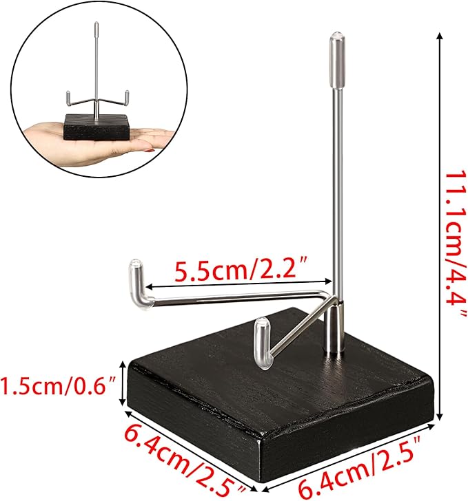 Hipiwe Display Stand Easel with Adjustable Stainless Steel Arm Easel with Wooden Base Easel Holder for Fossil Coral Geodes Rock Mineral Agate Plate Seashell Collectibles, 2.5"x2.5"x4.4"