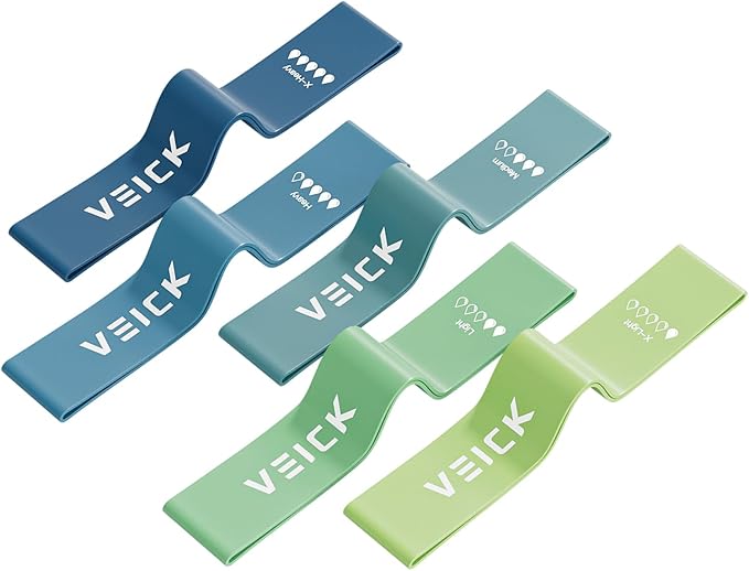 VEICK Resistance Loop Exercise Bands, Elastic Workout Bands for Men Women, Set of 5 Different Resistance Levels Stretch Band for Home Fitness Stretching Strength Training