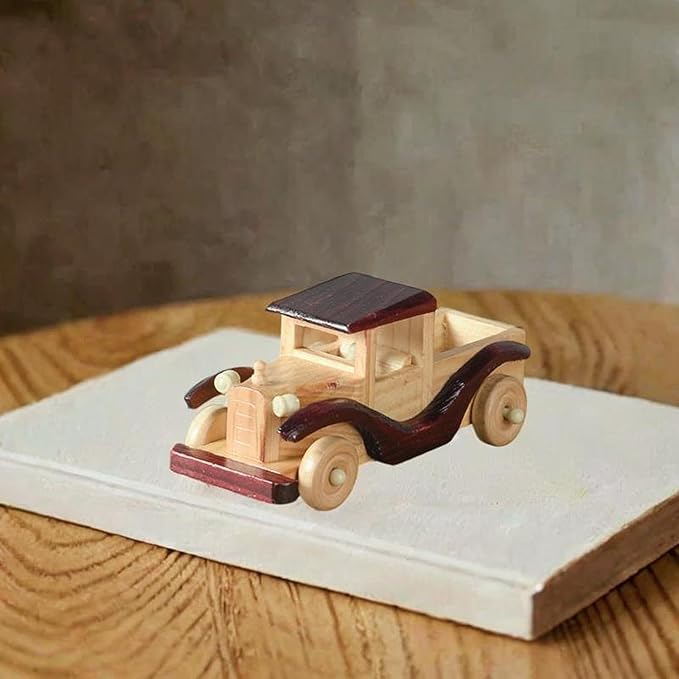 Vintage Car Model,Collectible Vehicle Figurine Gift Toy Novelty Handcrafted Miniature Automobile Wooden Ornament for Friend, Style A