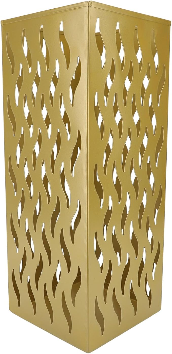 Metal Umbrella Holder, Square Umbrella Stand Rack for Entryway, 6.3" x 6.3" x 16.5" (Gold)