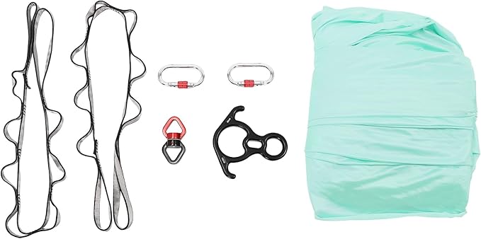 16.4FT 5 m Aerial Yoga Swing Sling Strong Yoga Hammock Kit, Aerial Silks Equipment Set, 440.92 Max Load Capacity, Green