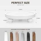 EOSAHR Decorative Wooden Riser for Home Decor : Farmhouse Display Stand for Kitchen Counter, Bathroom Sink and Home Decor - Rustic Round Waterproof Pedestal Tray for Soap, Plant Holder (White)
