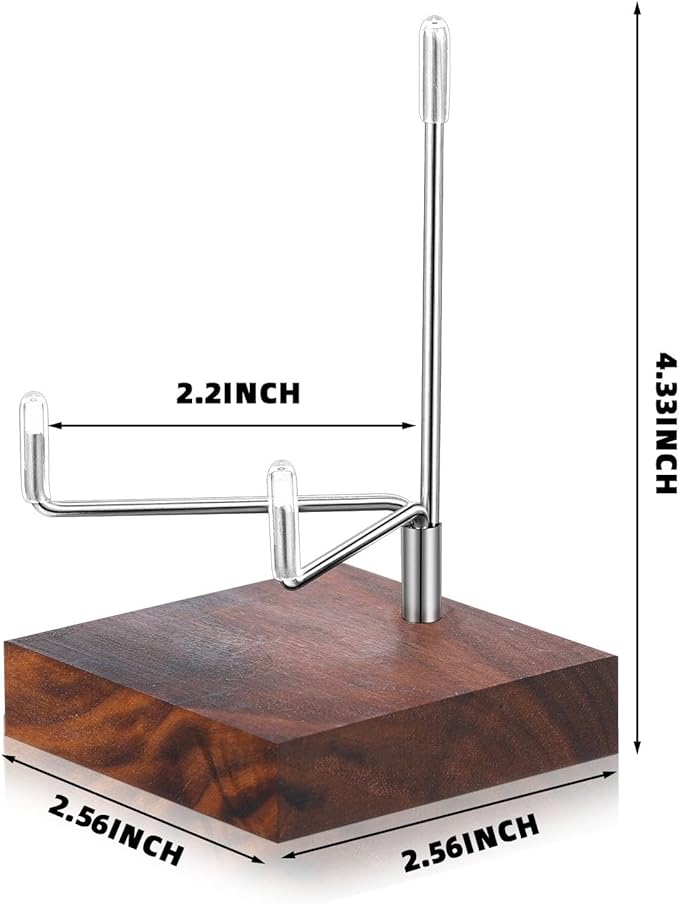 Wenqik 4 Pcs Crystal Display Stand Rock Display Stand Adjustable Metal Arms with Wooden Base Geodes Rock Agate Mineral Easel Holder for Collectibles(2.56 x 2.56 x 4.33 Inch,Silver)