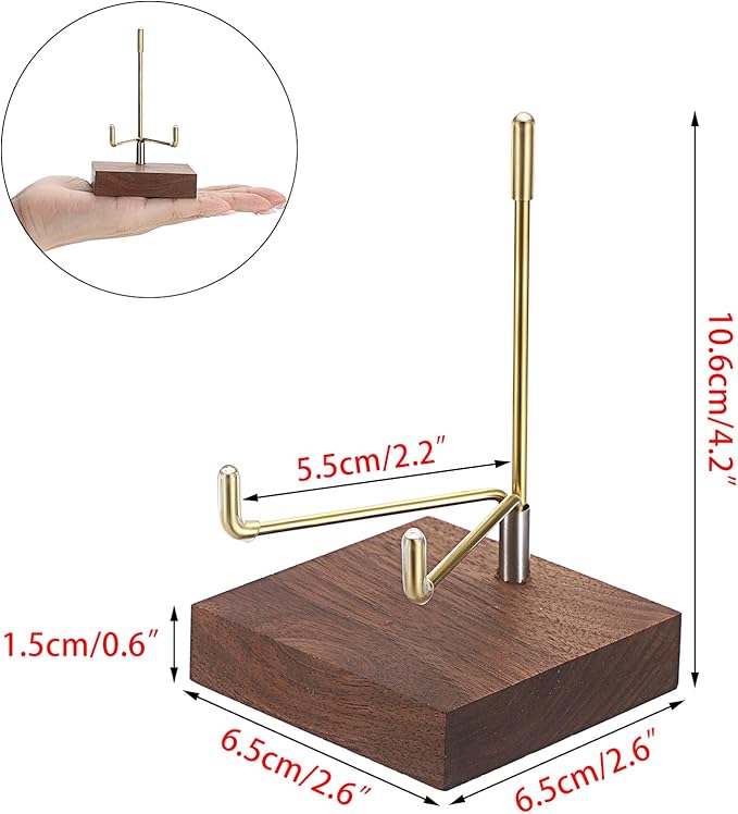 Hipiwe 2Pcs Wooden Base Display Stand Adjustable Metal Arms Display Stand Easel Decorative Plates Display Easel Holder for Crystal Fossil Slice Coral Geodes Rock Mineral Agate,Medium