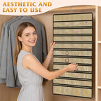Hanging Jewelry Organizer 1 pack, Double-Sided,Multi-pocket-48 Pockets + 8 hook for Earrings/Necklaces/Rings/Bracelets, Sturdy Hooks fits Closet/Wall/Door, Gift for Women