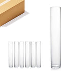 WGVI Quality Thick Weighted Tall Clear Cylinder Glass Vases, 4" W x 24" H, Flower Arrangement Floating Candle Holders Wedding Centerpieces Event Floral Tabletop Display Décor, Bulk Wholesale, 6 Pcs