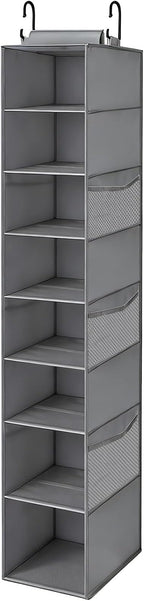 VERONLY Hanging Shoe Organizer for Closet,8-Shelf Hanging Storage with Side Mesh Pockets,Wider Shelves for Baseball Caps,Clothes (9" W × 11.8" D × 54" H) Grey