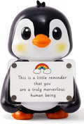 Positive Penguin Figurine - 3.9" Tall Hand-Painted Resin Indoor Office Desk Decoration with Cute Motivational Sign, Funny Gift for Women Friends Bestie BFF Bestfriend Coworkers